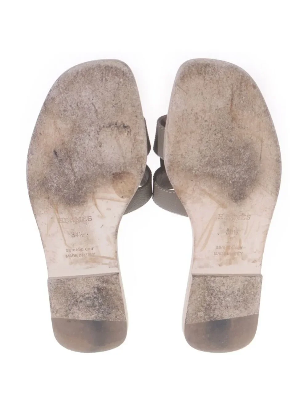 Hermes Oran Sandals Gray Jew Leather Etoupe